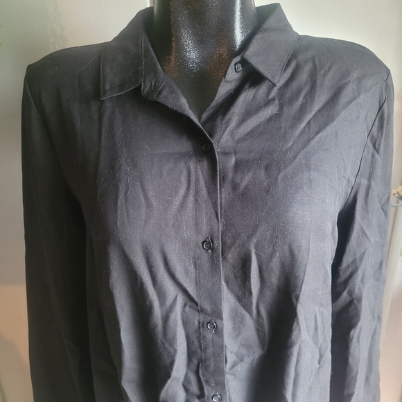 ICHI Black Button Front Shirt M - Picture 2 of 8